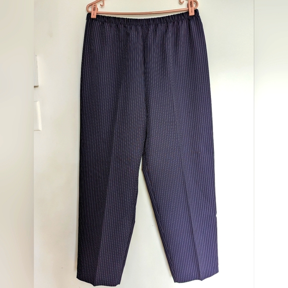 Vintage High Waist Striped Navy Pantsuit - Picture 1 of 3